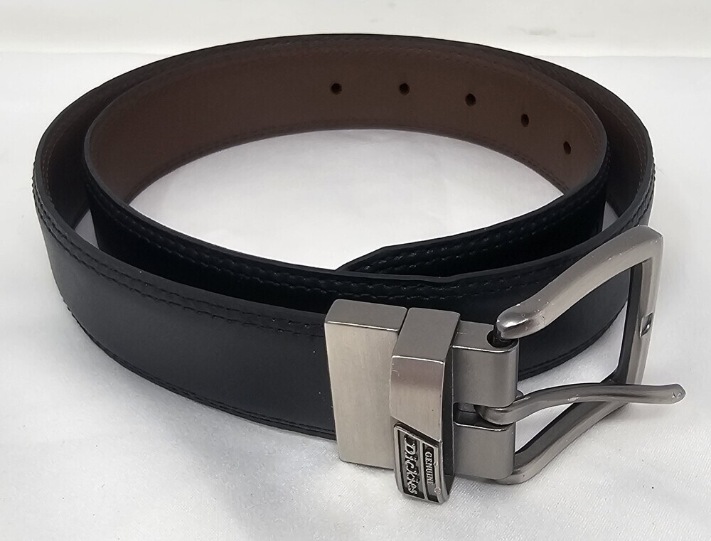 Genuine Dickies Leather Belt Black Brown Reversible Buckle Size 34